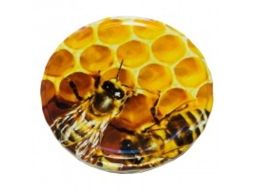 Víčko na sklenici na med - dvě včely