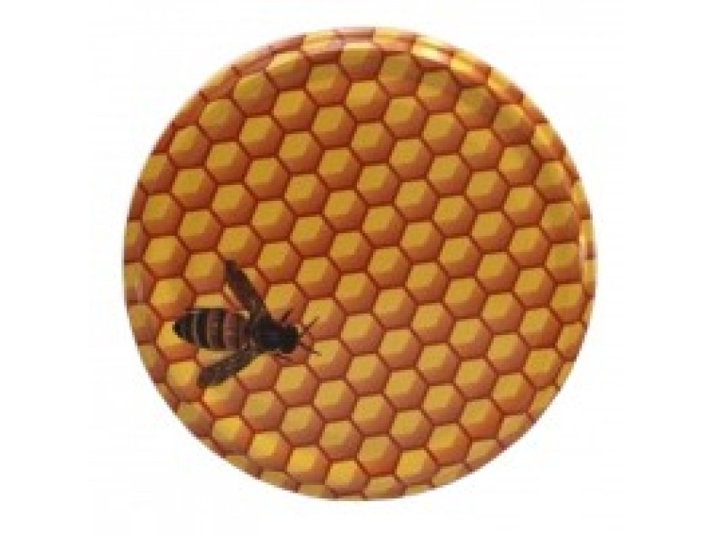 Víčko na sklenici na med - včela malovaná
