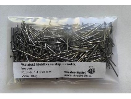 Hřebíčky kovové na sbíjení rámků 1,4x28 mm, 100 g