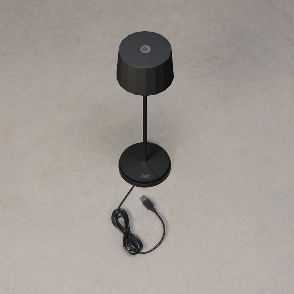 Nabíjecí stolní černá lampička Positano, Konstsmide