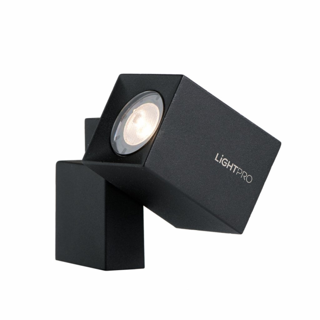 Quartz černý, hranatý venkovní LED reflektor, LiGHTPRO