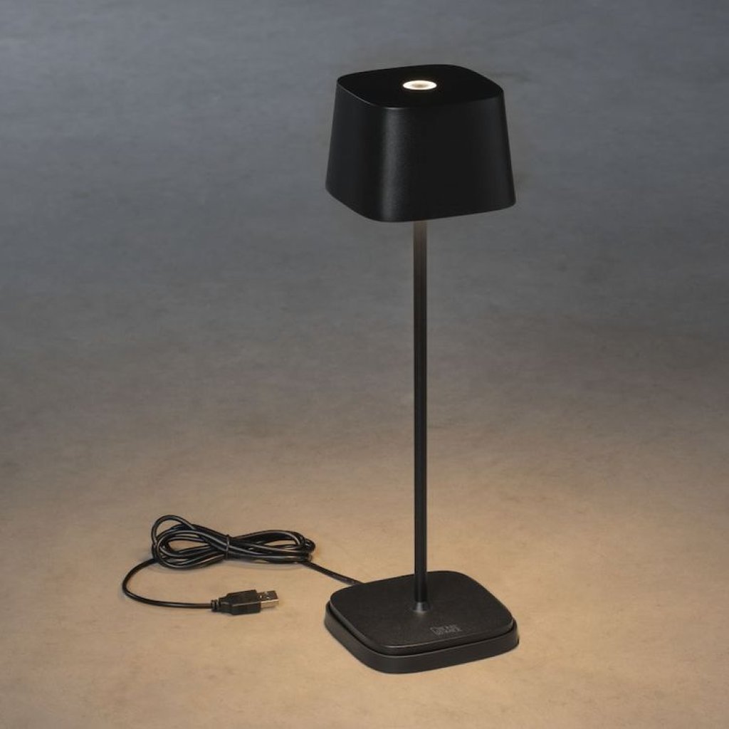 Stolní nabíjecí přenosná lampička Capri černá, Konstsmide
