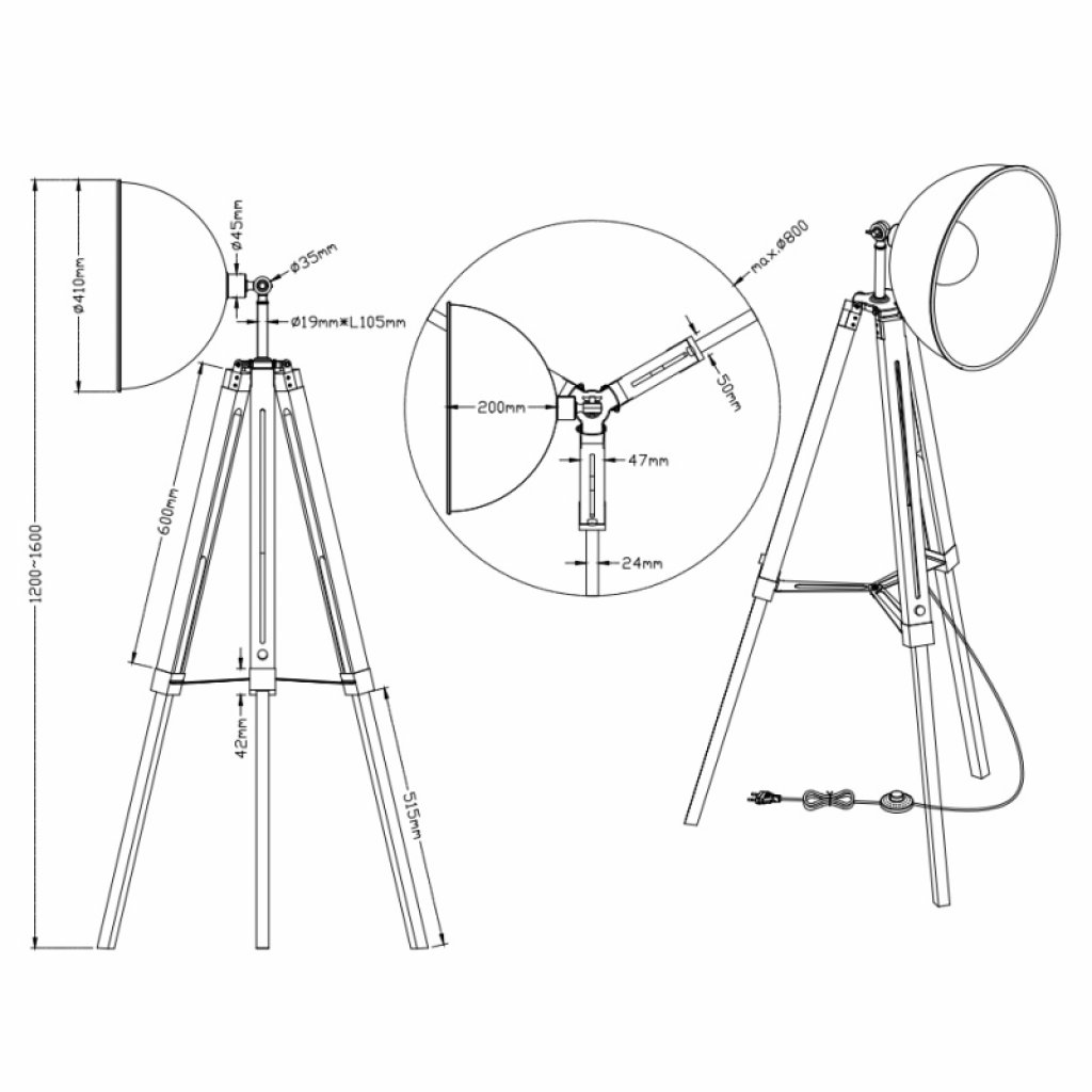 TRIO 407800132, LIÈGE stojací lampa E27