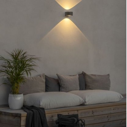 Gela LED nástěnné světlo tmavě šedé 2x6 W, Konstsmide