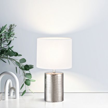 Stolní Lampa Prata stříbrná E27, 35 cm, Fischer & Honsel