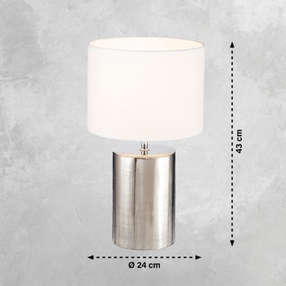 Stolní Lampa Prata stříbrná E27, 43 cm, Fischer & Honsel