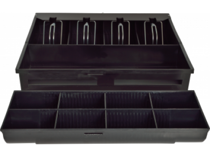 Pokladní zásuvka VIRTUOS S-410C, černá, s kabelem, kovové držáky bankovek