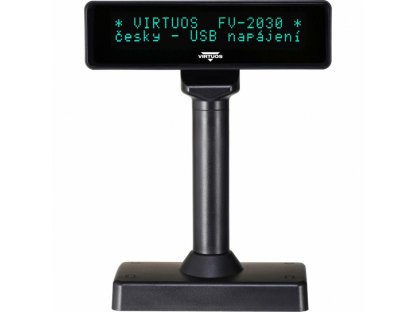 VIRTUOS FV-2030B 2x20 9 mm, USB, černý VFD zákaznický displej
