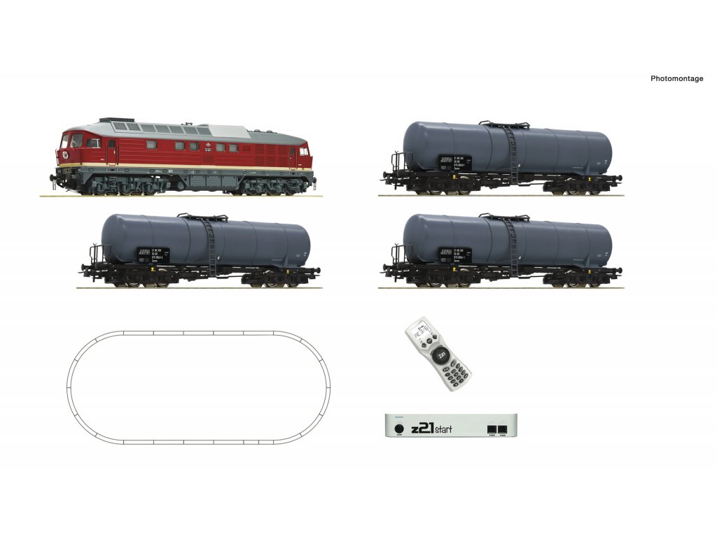 H0 Digitální set - Dieselová lokomotiva řady BR132 DR s kolejemi s podložím - Roco 5110002