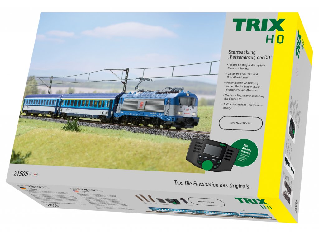 H0 - Digitální set - Elektrická lokomotiva Škoda Typ 109 E s kolejemi s podložím - TRIX 21505