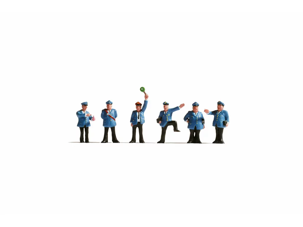 H0 figurky / Železniční personál v modré černé uniformy - Noch 15280
