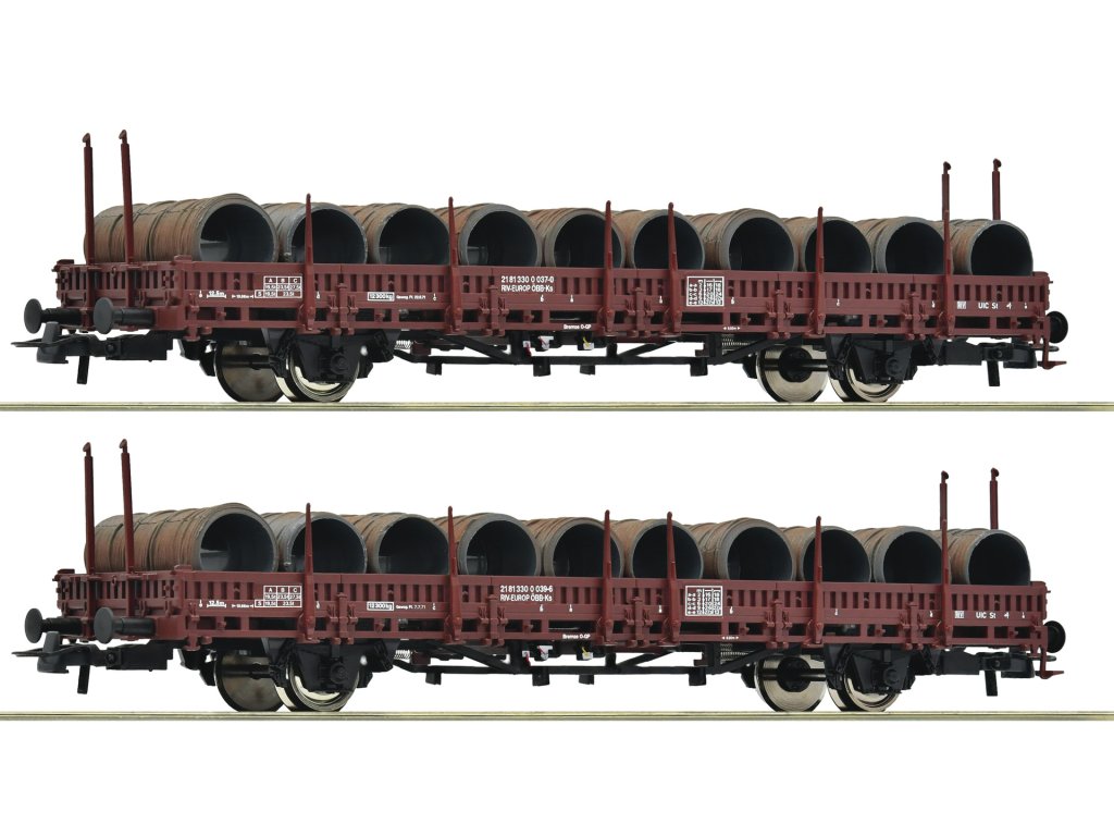 H0 - Klanicový vůz s nákladem ÖBB / typ Ks - Roco 6600120