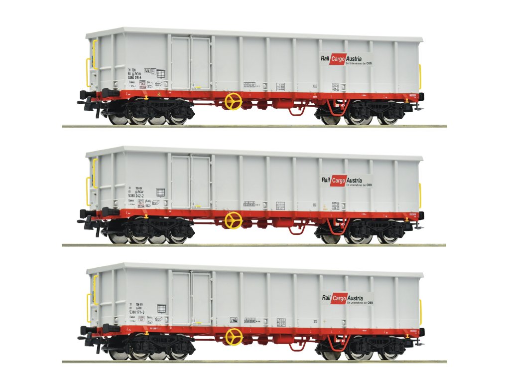 H0 - Otevřené nákladní vozy typ Eanos / set 3 ks / ÖBB - Roco 6600121