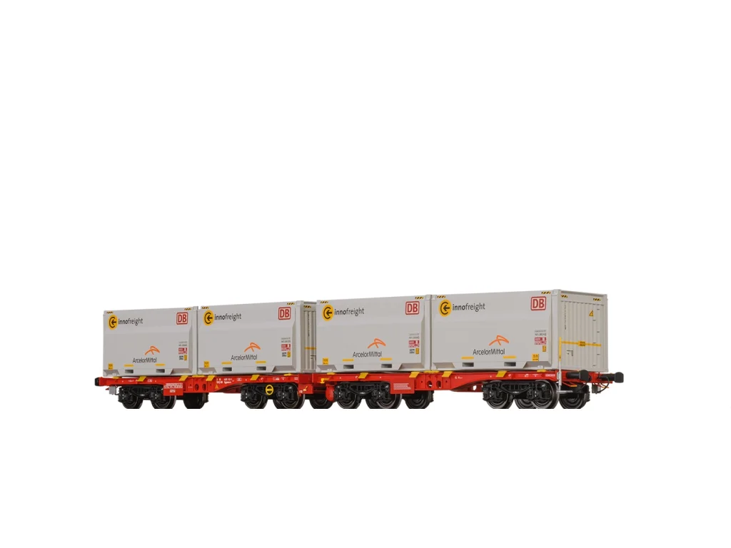 H0 - Plošinový vůz / typ Sggmmrrs / ložené chladícími boxy - Brawa 51137