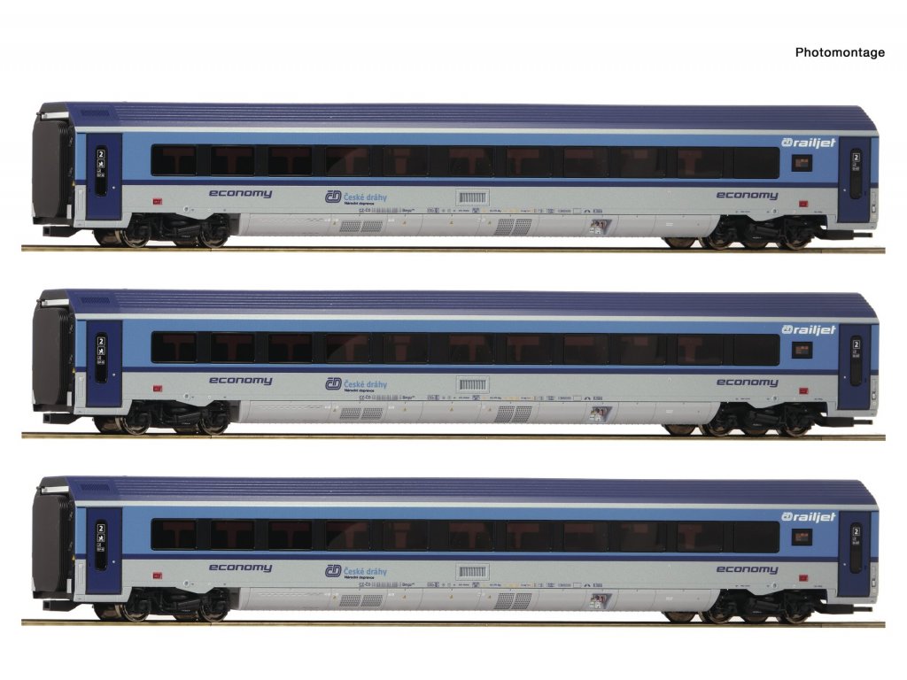 H0 - Set 3 ks rychlíkový vozů Railjet / DCC osvětlení - Roco 74068