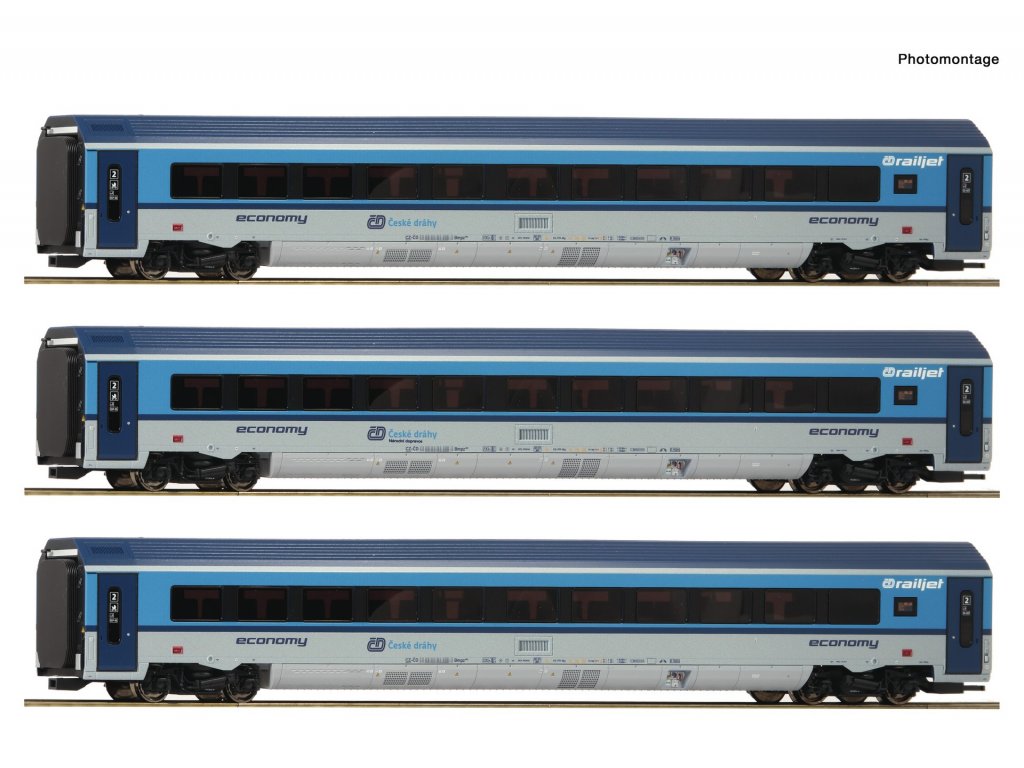 H0 - Set 3 ks rychlíkový vozů - Railjet - ROCO 74139