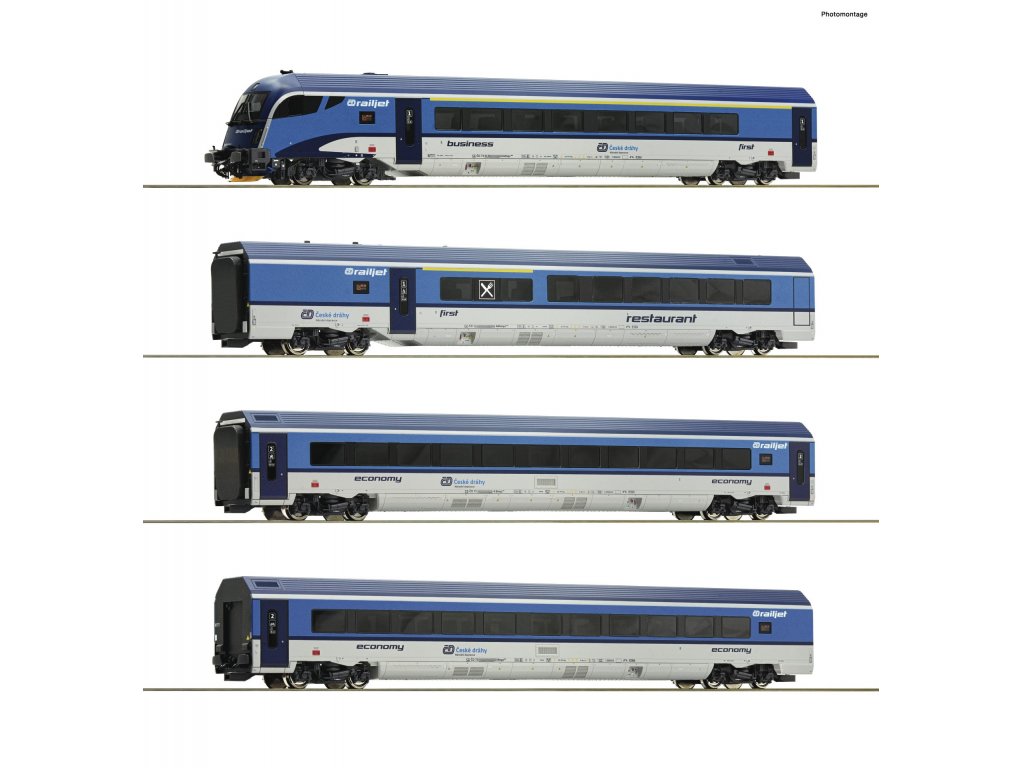 H0 - Set 4 ks rychlíkový vozů Railjet - Roco 74064