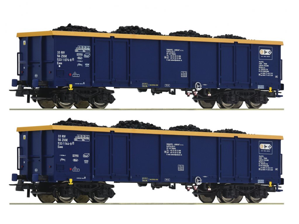 H0 - set dvou nákladních vozů s uhlím - Roco 76086