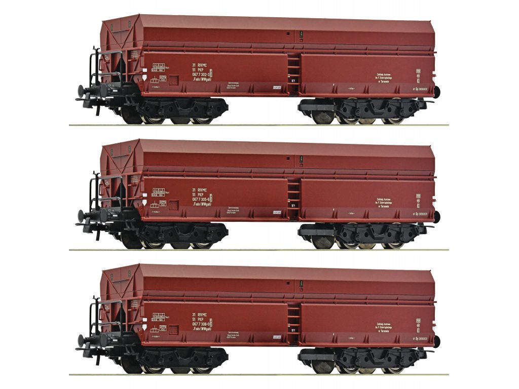 H0 - Vagónová souprava se třemi samovykládací vozy typu Fads - Roco 6600044