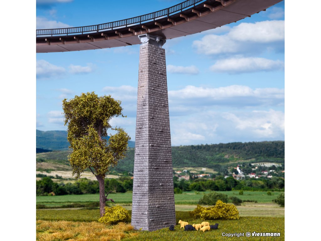 H0 - Viaduktový pilíř kamenný / stavebnice výška 230 mm - Vollmer 44512