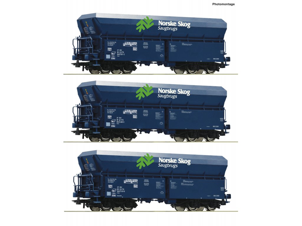 H0 - Výsypný vůz Falns / Norske Skog - Roco 77044
