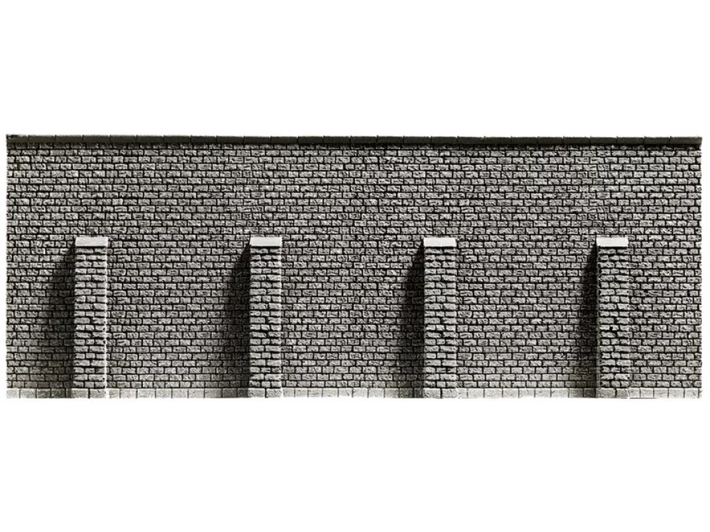 H0 - Zeď kamenné kvádry s opěrami / 668 x 125 mm - Noch 58057