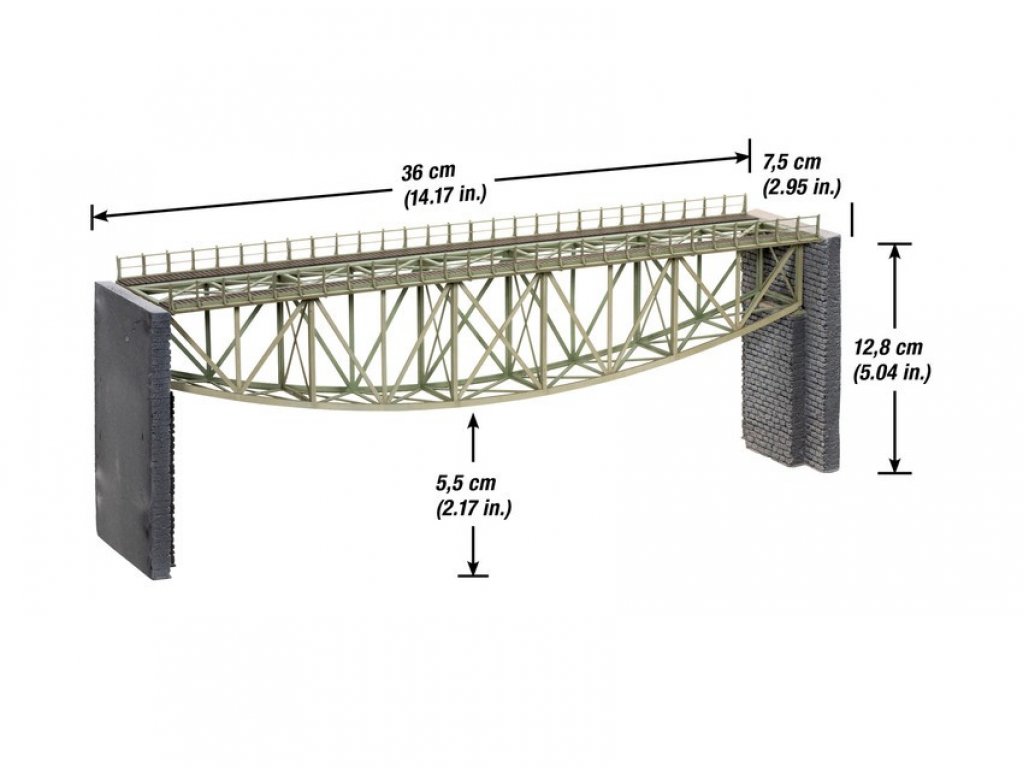 H0 - železniční most ocelový přímý 360 mm - Noch 67027