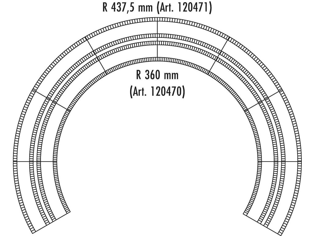 H0 - Železniční stoupání a klesání obloukové R1 / rádius 360 mm - Faller 120470