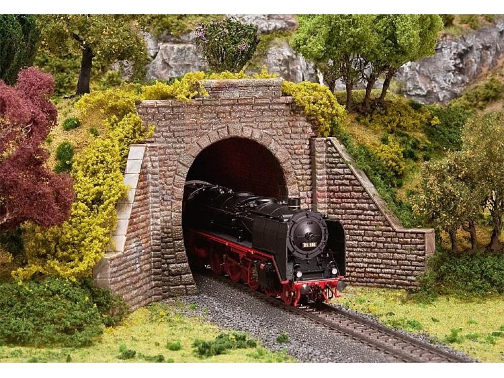 H0 - železniční tunelový portál kamenný jedno nebo dvoukolejný - Faller 120559