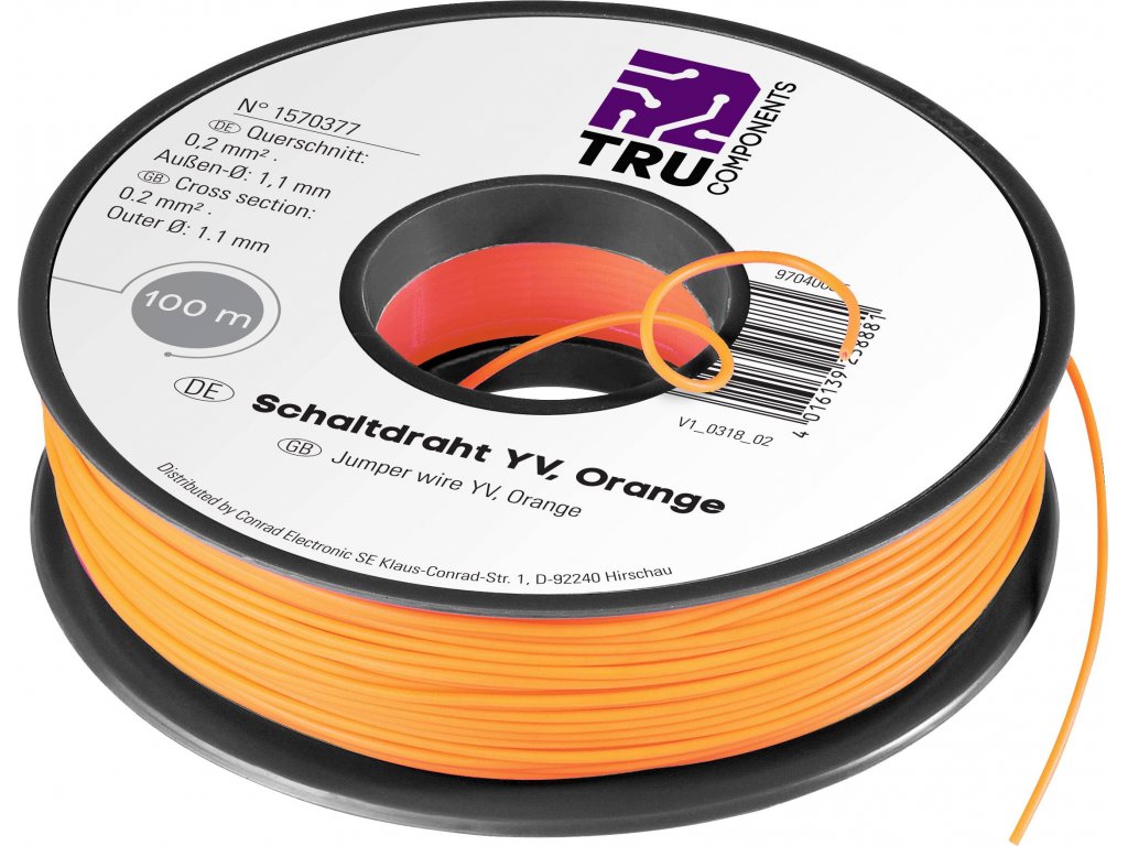 Spojovací drát Yv 1 x 0.20 mm² oranžová 50 m - 1567896