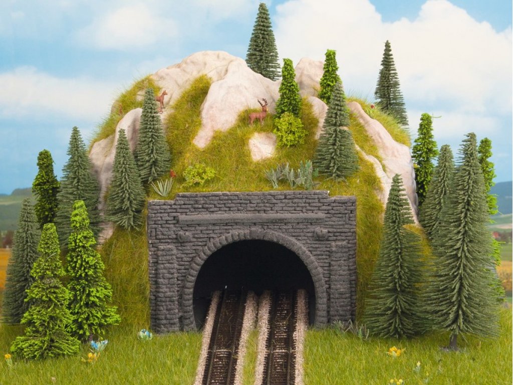 TT - Železniční portál kamenné kvádry dvoukolejný - Noch 48800