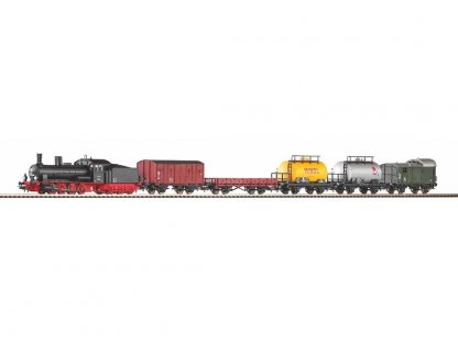 H0 - Nákladní vlak s parní lokomotivou kolejivo s podložím - PIKO 57123