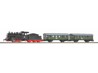 H0 - Osobní vlak s parní lokomotivou kolejivo s podložím - PIKO 57112