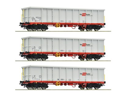 H0 - Otevřené nákladní vozy typ Eanos / set 3 ks / ÖBB - Roco 6600121