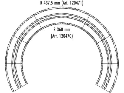 H0 - Železniční stoupání a klesání obloukové R1 / rádius 360 mm - Faller 120470