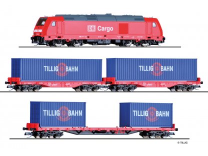 TT - Analogový vlak s lokomotivou TRAXX DB Cargo - Tillig 01445
