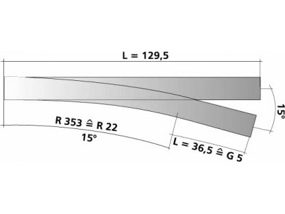 TT -  EW1_li - Výhybka levá 129,5 mm/15° / stavebnice - Tillig 83434