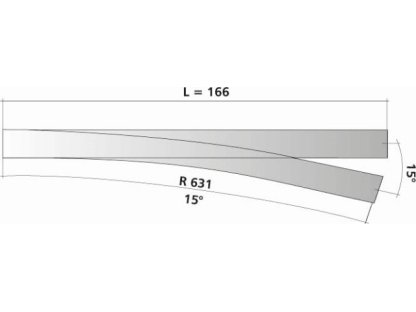 TT -  EW2 - Výhybka pravá 166 mm/15° - Tillig 83331