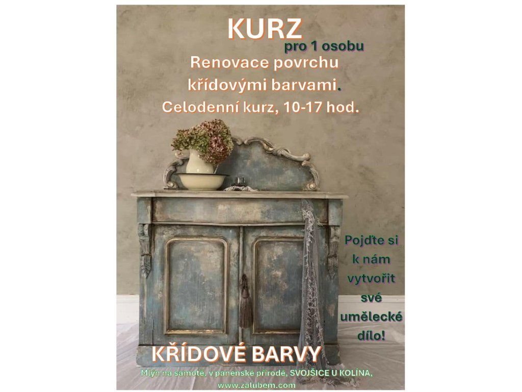 17.5. - SOBOTA - 1 DEN - KURZ RENOVACE POVRCHU - KŘÍDOVÉ BARVY