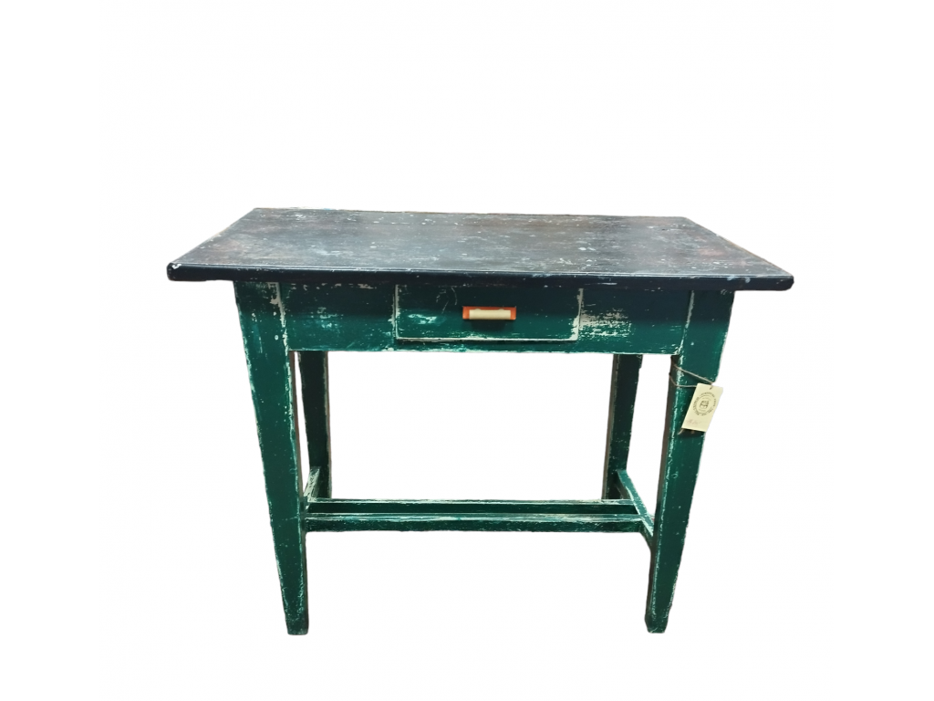 ALBERT - zelený stůl s výraznou patinou a nepřehlédnutelnou deskou  