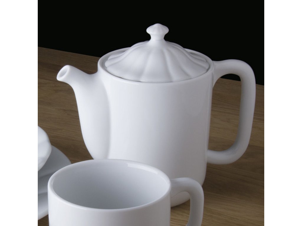 Babiččin porcelán - BÍLÁ PORCELÁNOVÁ KONVICE S VÍKEM  - 1000 ml