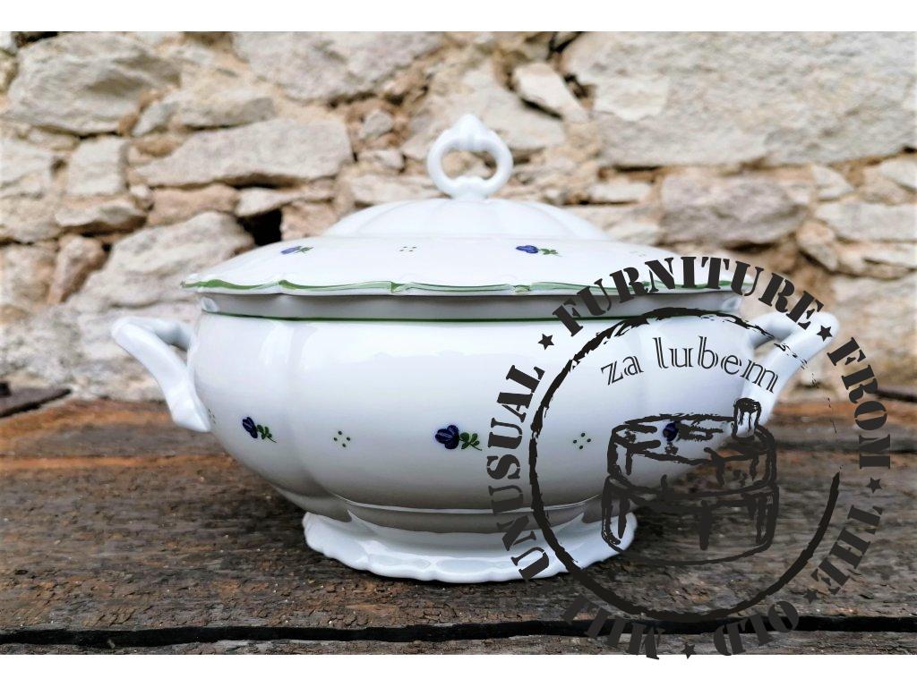 Babiččin porcelán - modré kvítky - polévková mísa  - 2,5 l