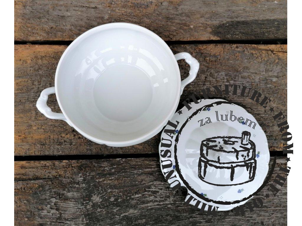 Babiččin porcelán - modré kvítky - polévková mísa  - 2,5 l