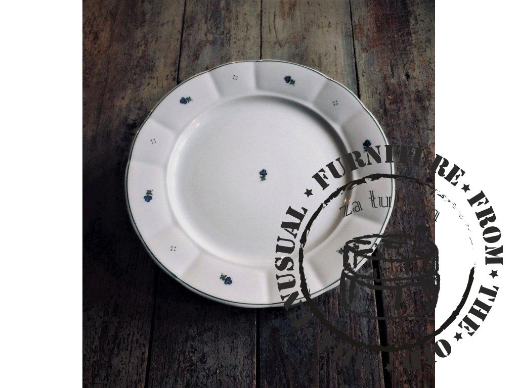 Babiččin porcelán - modré kvítky - sada 18 ks silnostěnných talířů