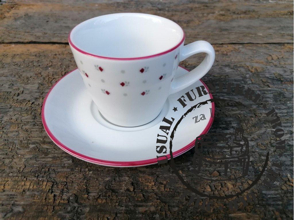 Babiččin porcelán - růžokvítky - bílý s linkou - podšálek - 14 cm