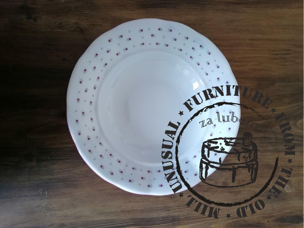 Babiččin porcelán - růžokvítky - tlustostěnný hluboký talíř - 24 cm