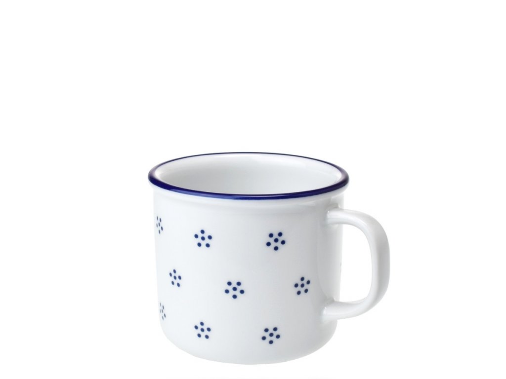 Babiččin porcelán - TEČKOKVÍTKY   - PORCELÁNOVÝ PLECHÁČEK  -  250 ML 