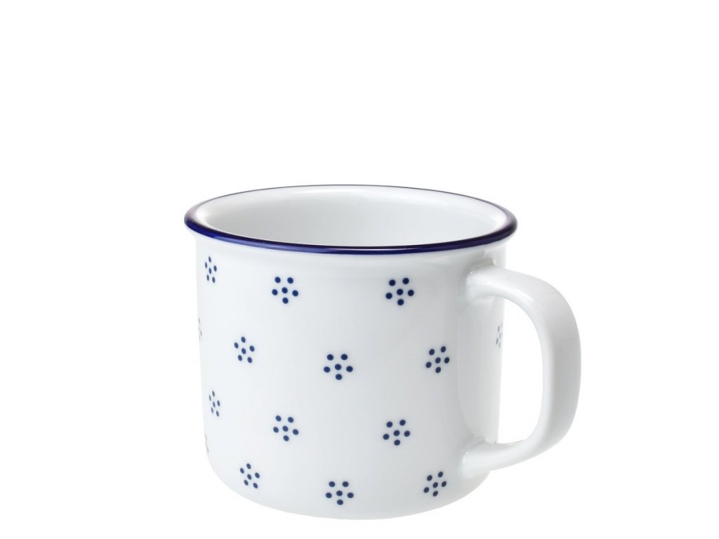 Babiččin porcelán - TEČKOKVÍTKY   - PORCELÁNOVÝ PLECHÁČEK  -  350 ML 