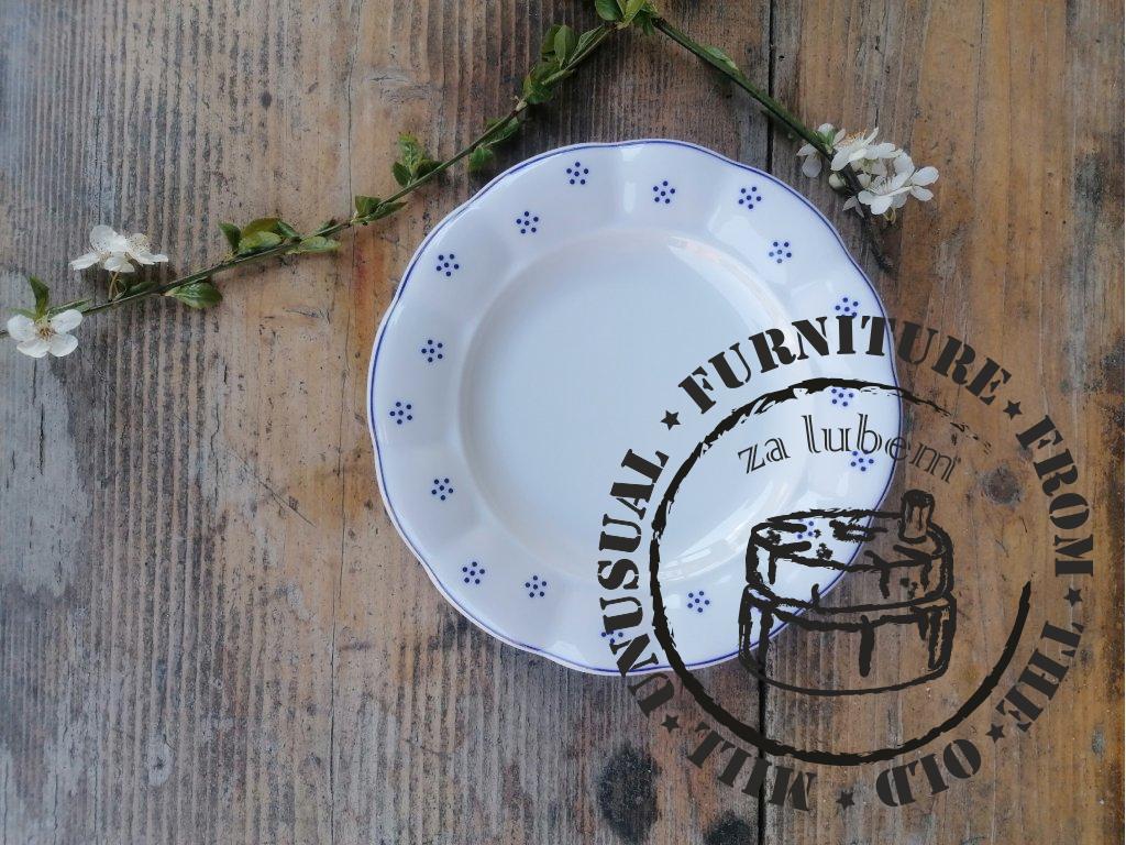 Babiččin porcelán - TEČKOKVÍTKY - tlustostěnný dezertní talíř - 19 cm