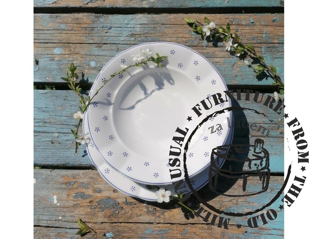 Babiččin porcelán - TEČKOKVÍTKY - tlustostěnný hluboký talíř - 24 cm